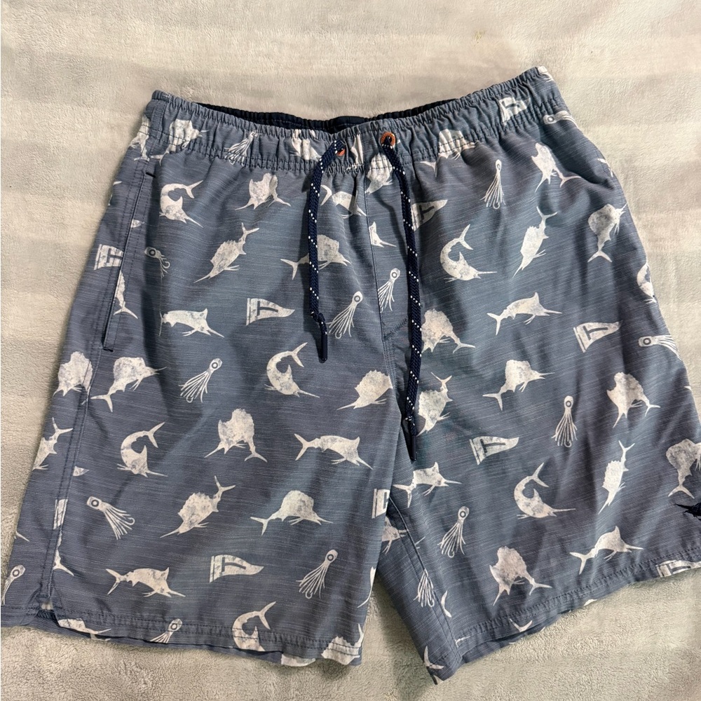 Salt Life Men's Blue Fish-Print Swim Shorts